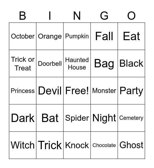 ASL Halloween! Bingo Card