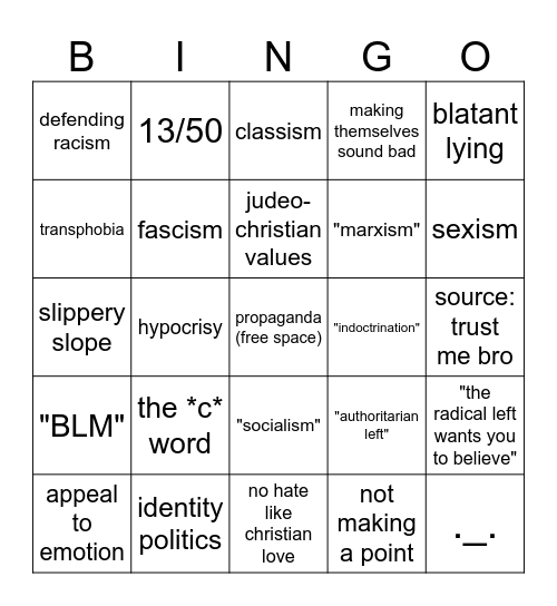 PragerU bingo Card