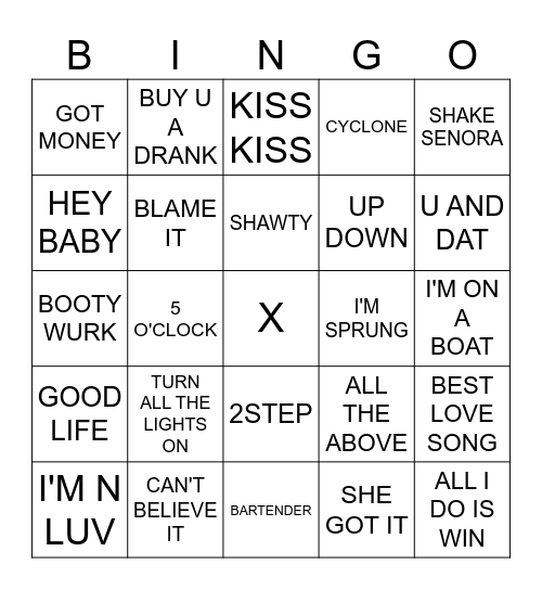 T-PAIN (FILL IN THE X) Bingo Card