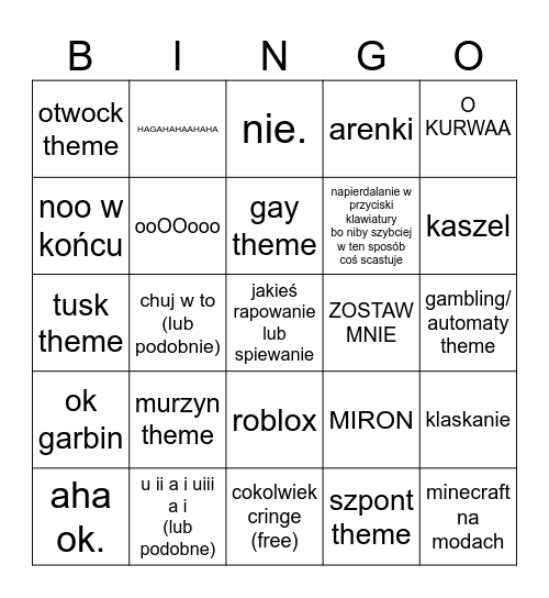 mateusz discord bingo Card