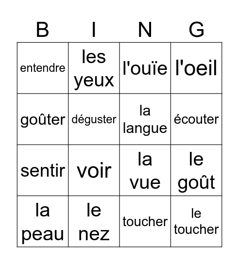 Les Sense Bingo Card