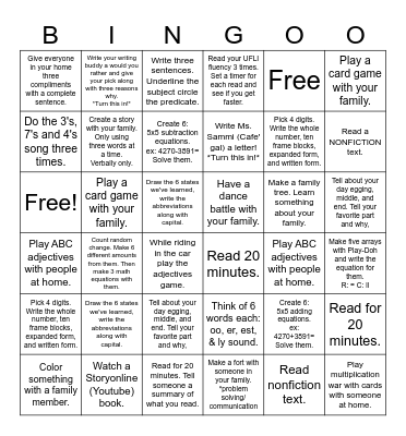 Name: Bingo Card
