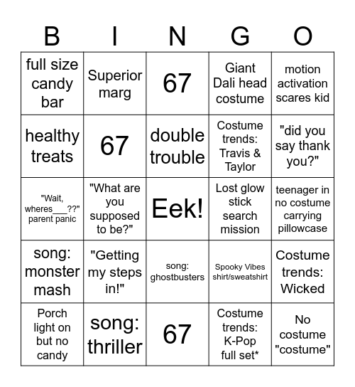 Capital Frights Halloween Bingo Card
