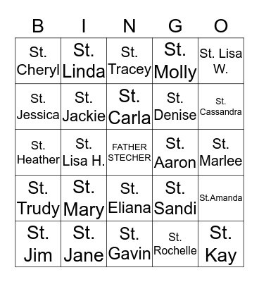 SAINT BINGO Card