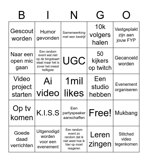 Niemandzalhetzien 2025 bingokaart Bingo Card