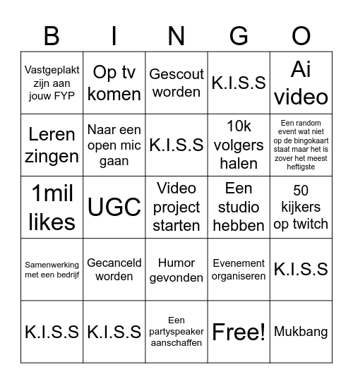 Niemandzalhetzien 2025 bingokaart Bingo Card