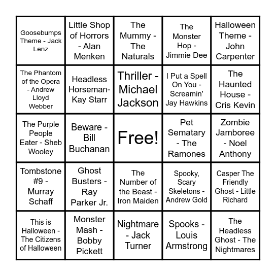HALLOWEEN HITS Bingo Card