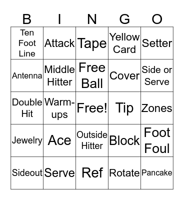 Volleyball Bingo Card