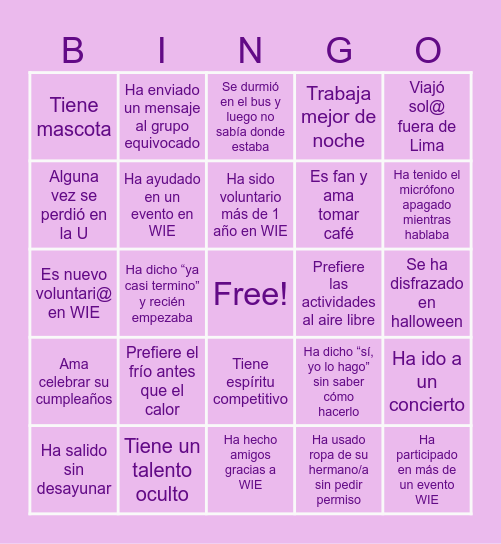 BINGOLUNTARIADO Bingo Card