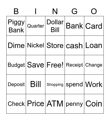 Money Bingo Card