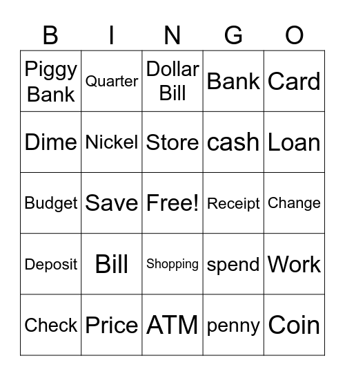 Money Bingo Card
