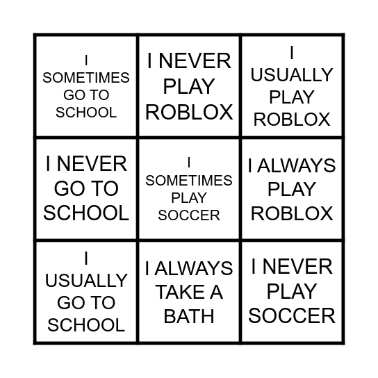KIDS Bingo Card