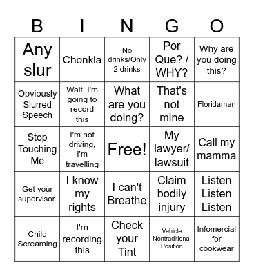 Buff Bodycam BINGO Card