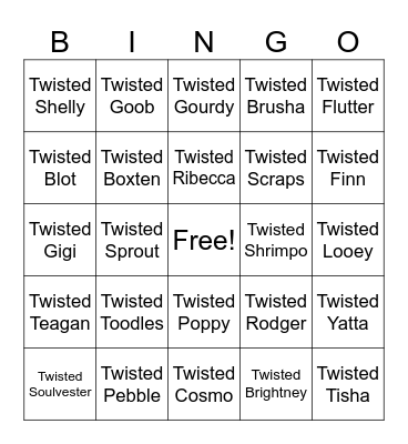 Twisteds Bingo Card