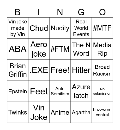 jackbox summer john Bingo Card