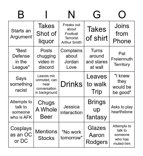 Ryan's Bingo Card