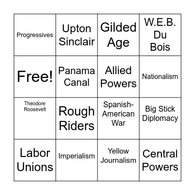 US History Bingo Card