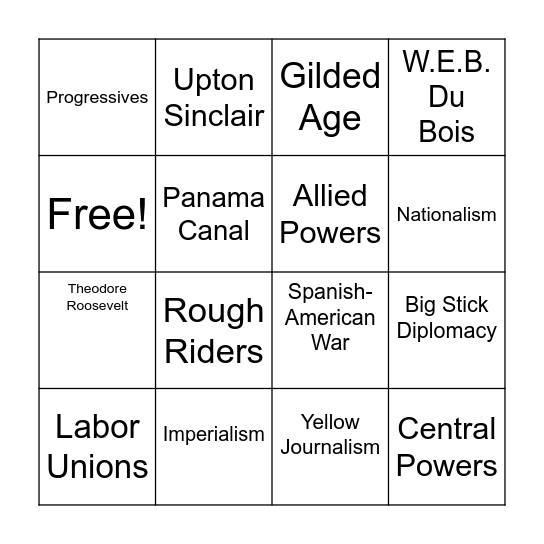 US History Bingo Card