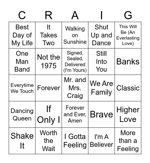 CraigsbyChristmas Bingo Card