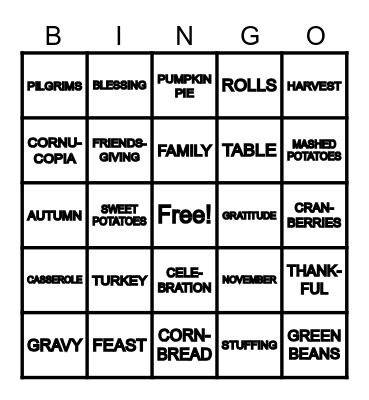 Thanksgiving Bingo Card