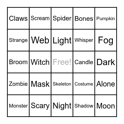 Halloween Bingo Card