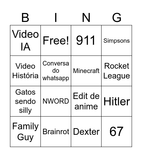 Instagram bingo Card