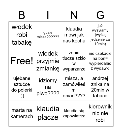 zloty pajs Bingo Card