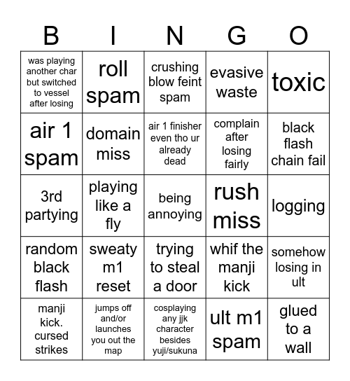 v*ssel bingo Card