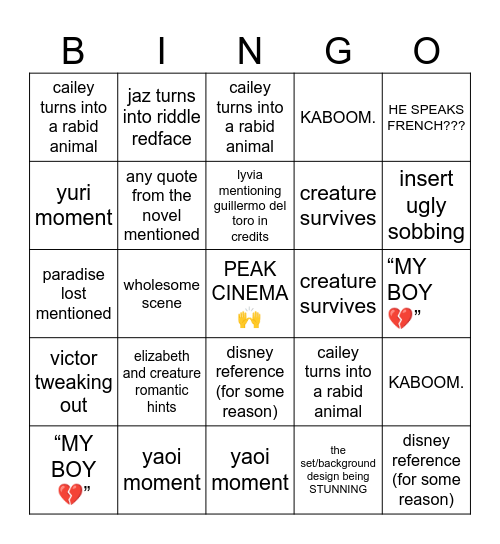 FRANKENSTEIN 2025 Bingo Card