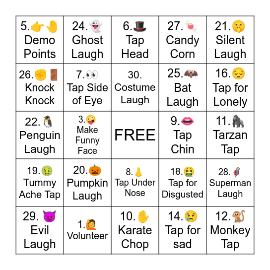 Laugh & Tap Club Bingo - Halloween Bingo Card