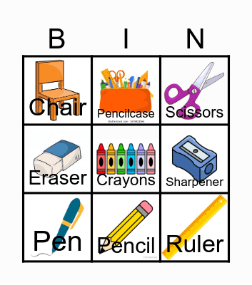 school supplies Bingo Card