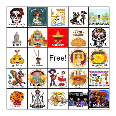 Dia de los Muertos Bingo Card