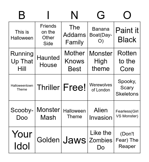Halloween Bingo Card