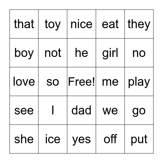 Spelling Lessons 27-31 Bingo Card