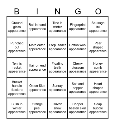 Radiology Bingo Card