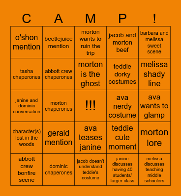 abbott elementary: Camping bingo Card