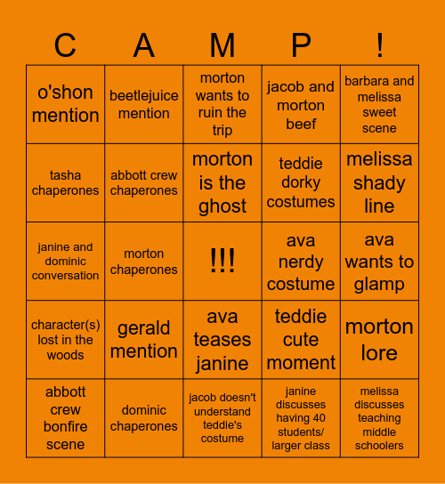 abbott elementary: Camping bingo Card