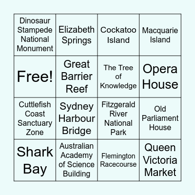 National Heritage List Bingo Card