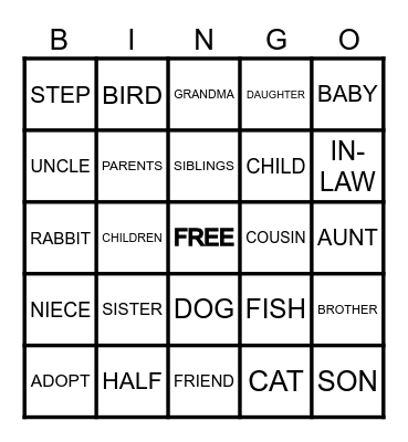 The Family! Bingo Card