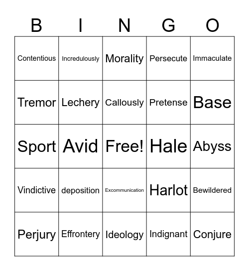 TC Vocab a3 Bingo Card