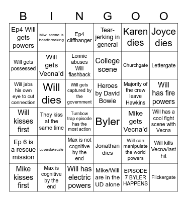 STRANGER THINGS S5 Bingo Card