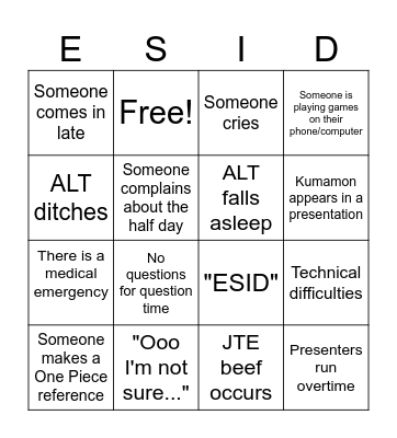SDC Bingo Card
