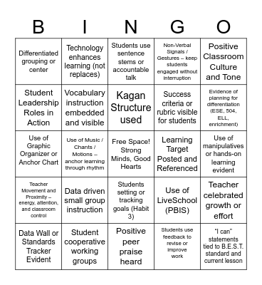 BSCS BINGO Card