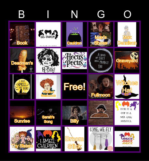 Just A Bunch of Hocus Pocus Bingo Card