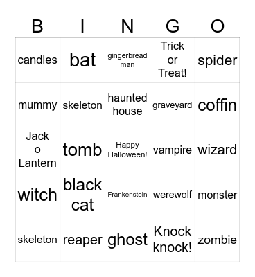 Halloween Bingo Let's Go! Bingo Card