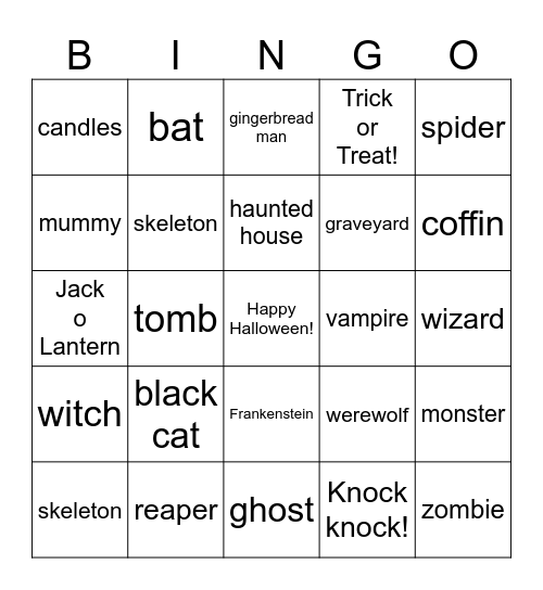 Halloween Bingo Let's Go! Bingo Card