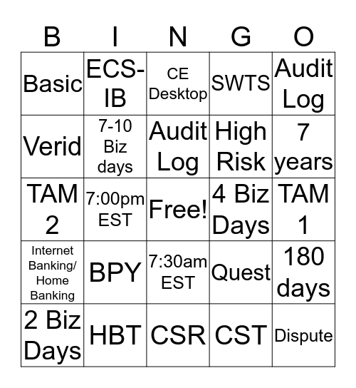 OBBC BINGO Card