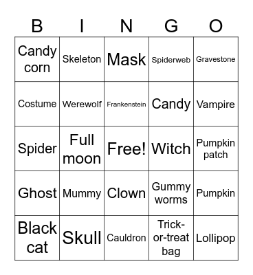 Halloween Bingo Card
