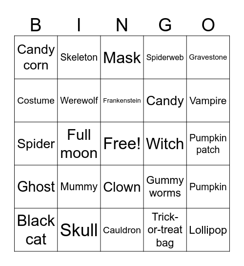 Halloween Bingo Card