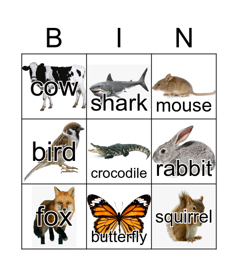 Animals Bingo Card
